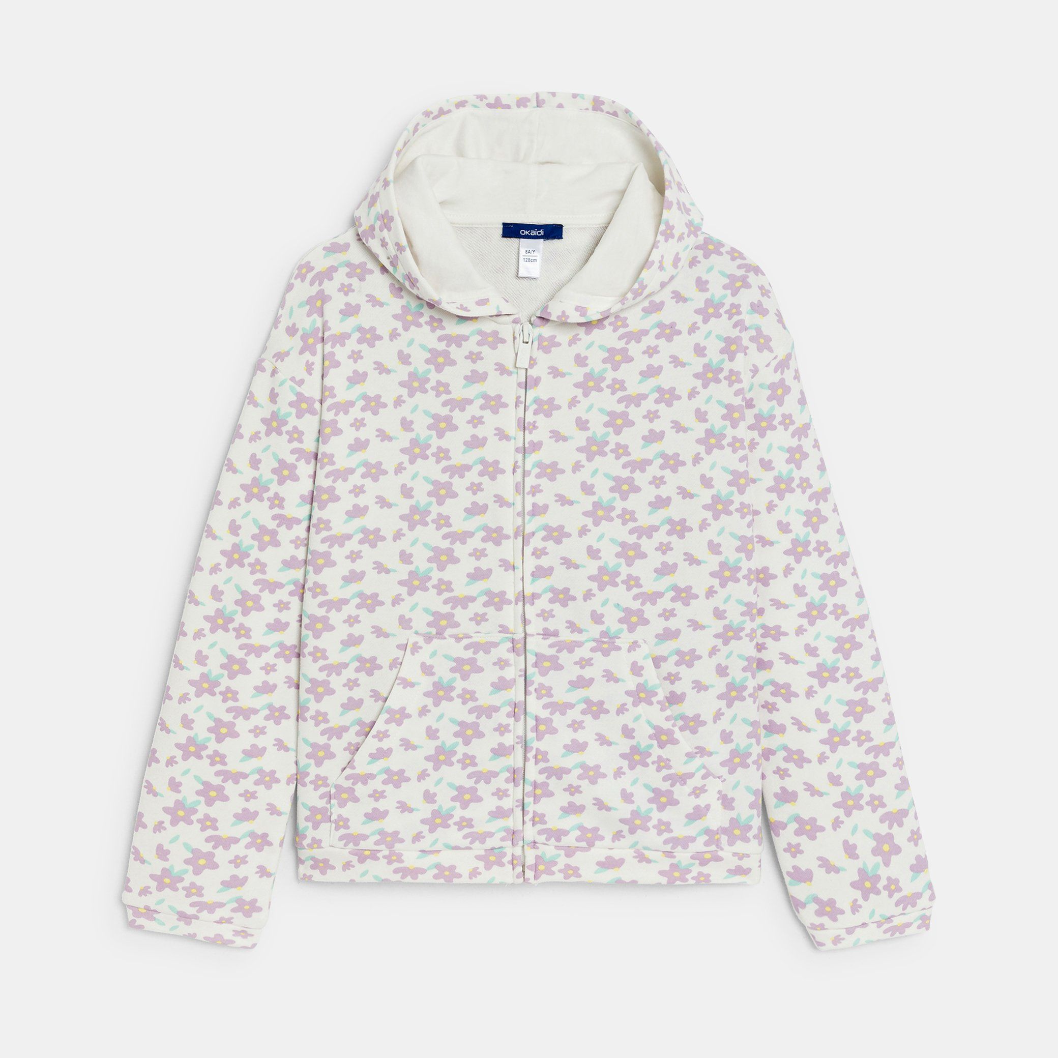 Áo hoodie lông cừu in hoa